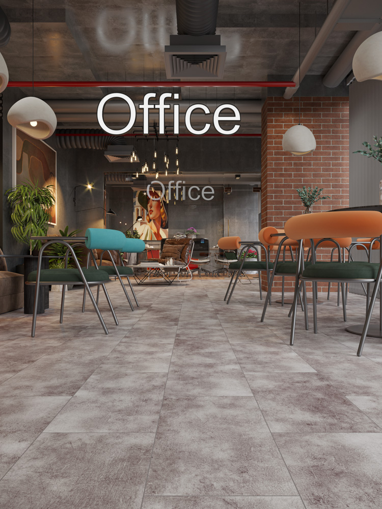 Кварцвиниловый SPC ламинат Cronafloor Stone Торнадо Дымчатый BD-1790-10 600×300×4 фото в интерьере